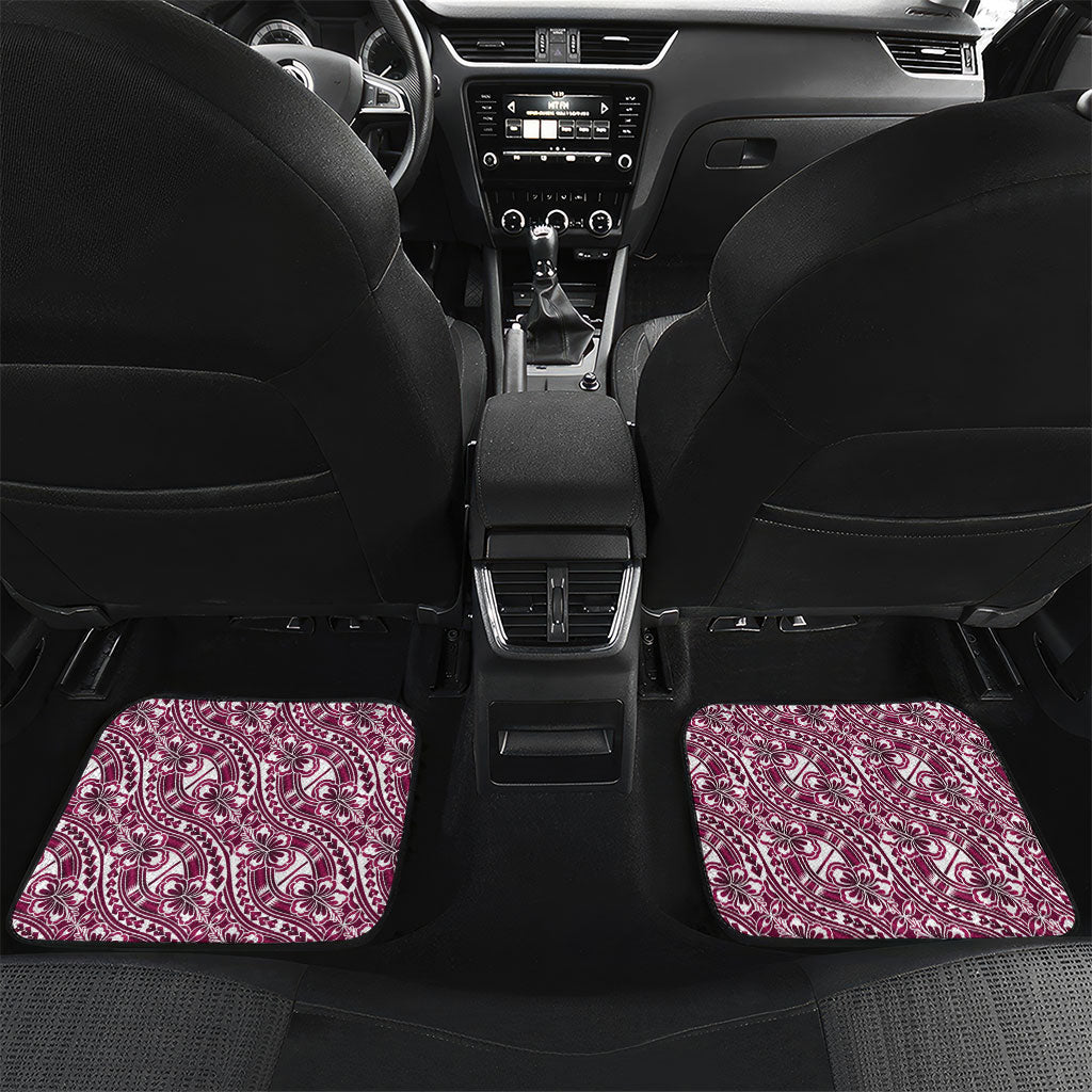 Hibiscus Bloom Island Tribal Waves Car Mats Pink Polynesian Pattern