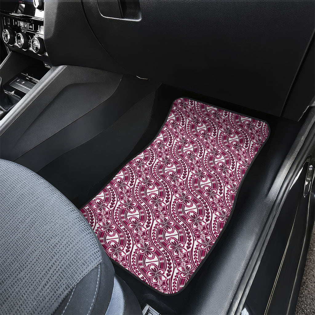 Hibiscus Bloom Island Tribal Waves Car Mats Pink Polynesian Pattern