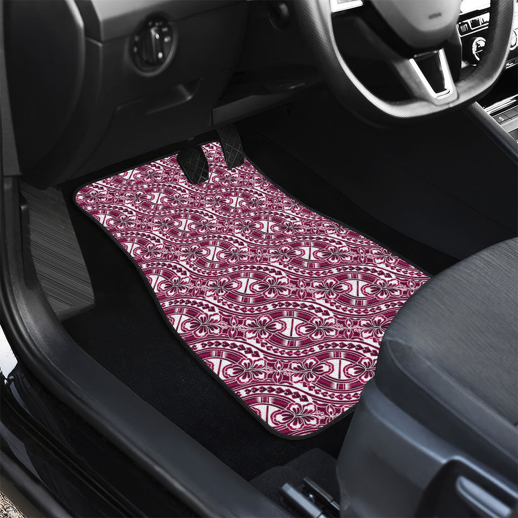 Hibiscus Bloom Island Tribal Waves Car Mats Pink Polynesian Pattern