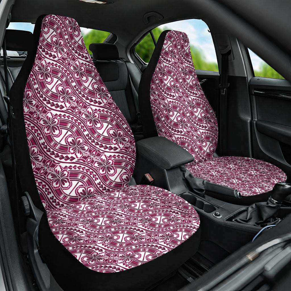 Hibiscus Bloom Island Tribal Waves Car Seat Cover Pink Polynesian Pattern
