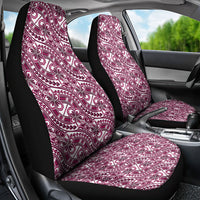 Hibiscus Bloom Island Tribal Waves Car Seat Cover Pink Polynesian Pattern