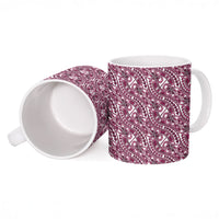 Hibiscus Bloom Island Tribal Waves Ceramic Mug Pink Polynesian Pattern