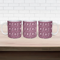 Hibiscus Bloom Island Tribal Waves Ceramic Mug Pink Polynesian Pattern