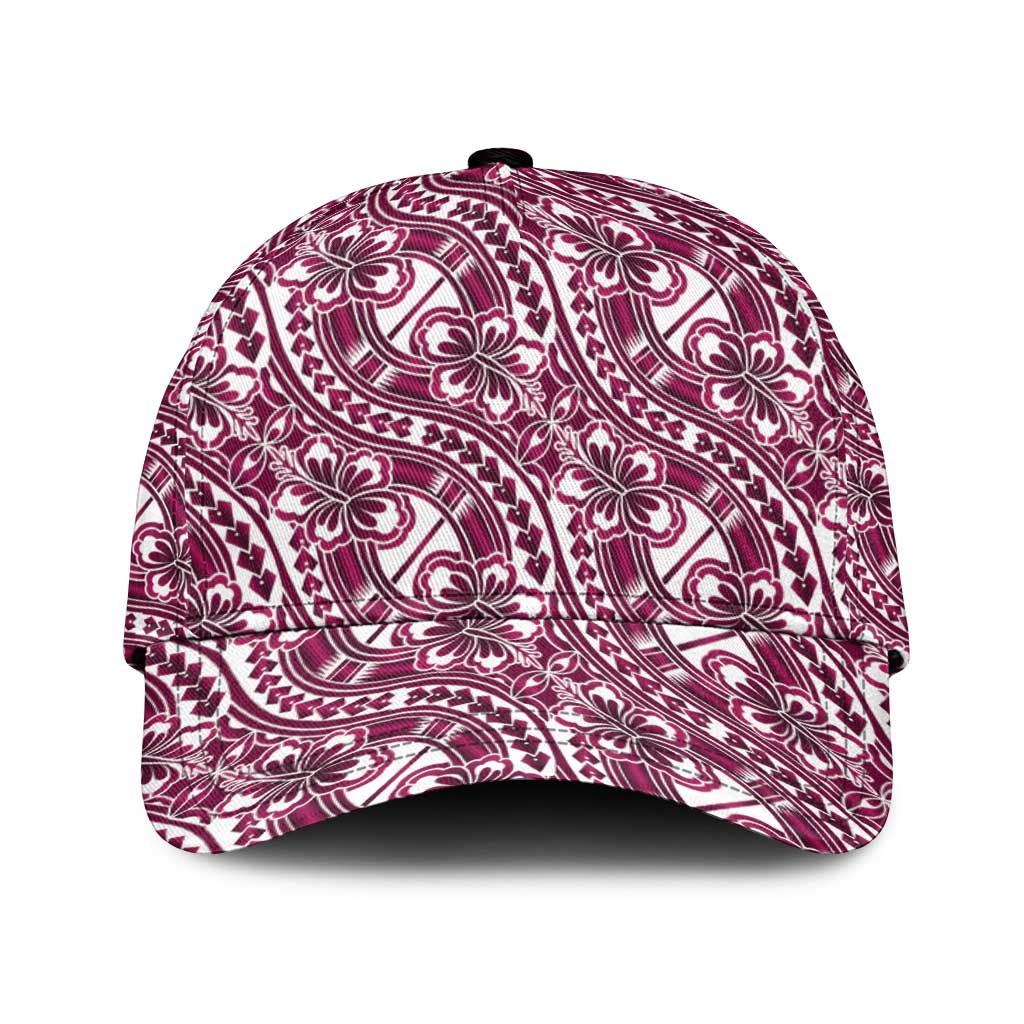 Hibiscus Bloom Island Tribal Waves Classic Cap Pink Polynesian Pattern