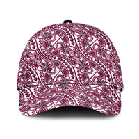 Hibiscus Bloom Island Tribal Waves Classic Cap Pink Polynesian Pattern