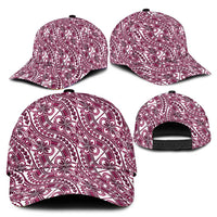 Hibiscus Bloom Island Tribal Waves Classic Cap Pink Polynesian Pattern