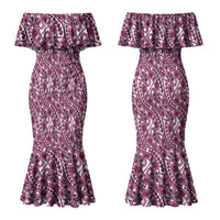 Hibiscus Bloom Island Tribal Waves Couples Matching Mermaid Dress and Long Sleeve Button Shirt Pink Polynesian Pattern LT01 - Polynesian Pride