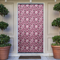 Hibiscus Bloom Island Tribal Waves Door Cover Pink Polynesian Pattern