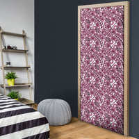 Hibiscus Bloom Island Tribal Waves Door Cover Pink Polynesian Pattern