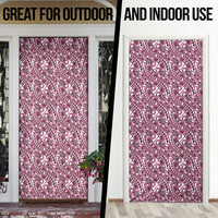 Hibiscus Bloom Island Tribal Waves Door Cover Pink Polynesian Pattern