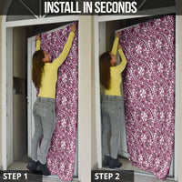 Hibiscus Bloom Island Tribal Waves Door Cover Pink Polynesian Pattern
