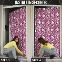 Hibiscus Bloom Island Tribal Waves Door Cover Pink Polynesian Pattern