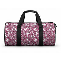 Hibiscus Bloom Island Tribal Waves Duffle Bag Pink Polynesian Pattern