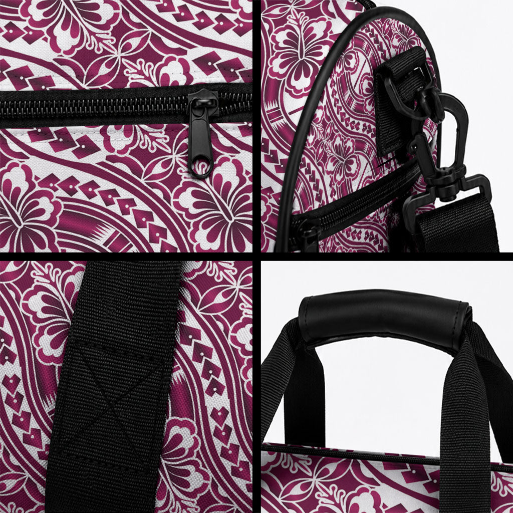 Hibiscus Bloom Island Tribal Waves Duffle Bag Pink Polynesian Pattern
