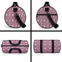 Hibiscus Bloom Island Tribal Waves Duffle Bag Pink Polynesian Pattern