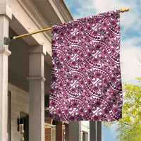 Hibiscus Bloom Island Tribal Waves Garden Flag Pink Polynesian Pattern