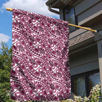 Hibiscus Bloom Island Tribal Waves Garden Flag Pink Polynesian Pattern