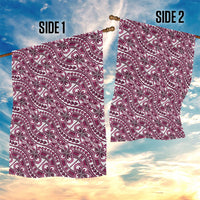 Hibiscus Bloom Island Tribal Waves Garden Flag Pink Polynesian Pattern