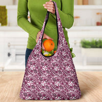 Hibiscus Bloom Island Tribal Waves Grocery Bag Pink Polynesian Pattern LT01 - Polynesian Pride