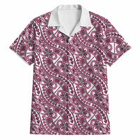 Hibiscus Bloom Island Tribal Waves Hawaiian Shirt Pink Polynesian Pattern