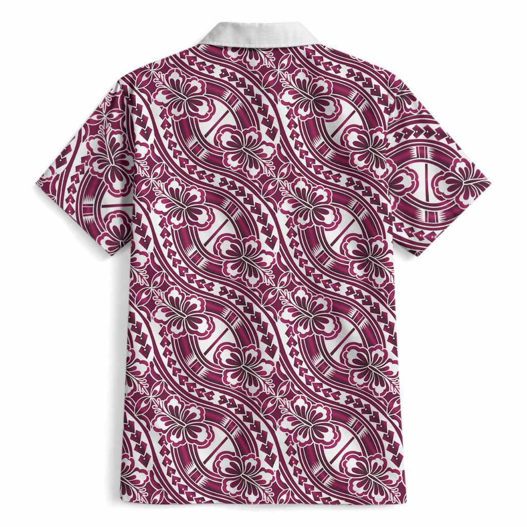Hibiscus Bloom Island Tribal Waves Hawaiian Shirt Pink Polynesian Pattern