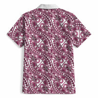 Hibiscus Bloom Island Tribal Waves Hawaiian Shirt Pink Polynesian Pattern