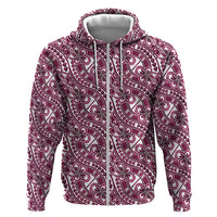 Hibiscus Bloom Island Tribal Waves Hoodie Pink Polynesian Pattern