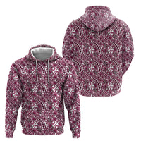 Hibiscus Bloom Island Tribal Waves Hoodie Pink Polynesian Pattern