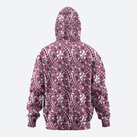Hibiscus Bloom Island Tribal Waves Hoodie Pink Polynesian Pattern