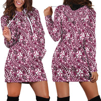 Hibiscus Bloom Island Tribal Waves Hoodie Dress Pink Polynesian Pattern LT01 - Polynesian Pride