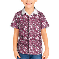 Hibiscus Bloom Island Tribal Waves Kid Hawaiian Shirt Pink Polynesian Pattern LT01 Kid Pink - Polynesian Pride