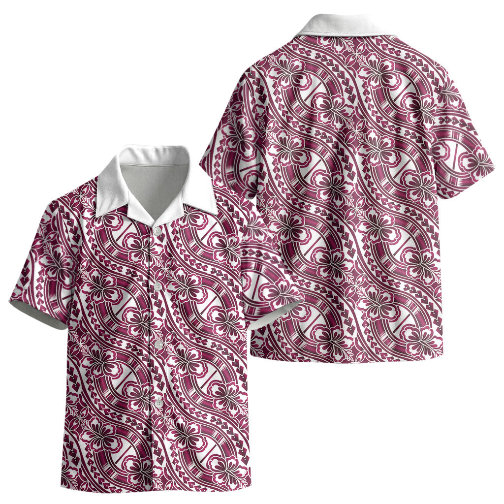 Hibiscus Bloom Island Tribal Waves Kid Hawaiian Shirt Pink Polynesian Pattern LT01 - Polynesian Pride