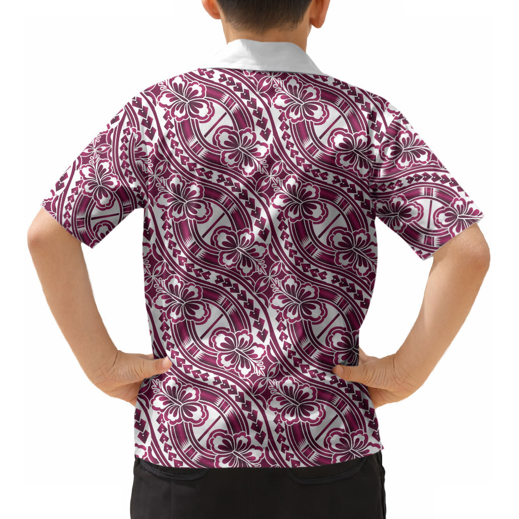 Hibiscus Bloom Island Tribal Waves Kid Hawaiian Shirt Pink Polynesian Pattern LT01 - Polynesian Pride