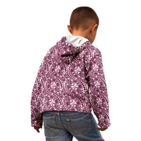 Hibiscus Bloom Island Tribal Waves Kid Hoodie Pink Polynesian Pattern