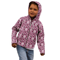 Hibiscus Bloom Island Tribal Waves Kid Hoodie Pink Polynesian Pattern