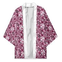 Hibiscus Bloom Island Tribal Waves Kimono Pink Polynesian Pattern