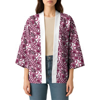 Hibiscus Bloom Island Tribal Waves Kimono Pink Polynesian Pattern