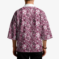 Hibiscus Bloom Island Tribal Waves Kimono Pink Polynesian Pattern