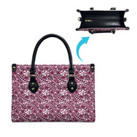 Hibiscus Bloom Island Tribal Waves Leather Bag Pink Polynesian Pattern