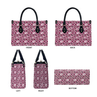 Hibiscus Bloom Island Tribal Waves Leather Bag Pink Polynesian Pattern