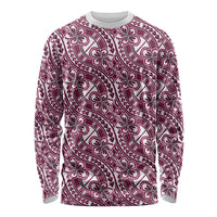 Hibiscus Bloom Island Tribal Waves Long Sleeve Shirt Pink Polynesian Pattern LT01 Unisex Pink - Polynesian Pride