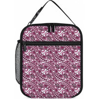 Hibiscus Bloom Island Tribal Waves Lunch Bag Pink Polynesian Pattern