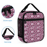 Hibiscus Bloom Island Tribal Waves Lunch Bag Pink Polynesian Pattern