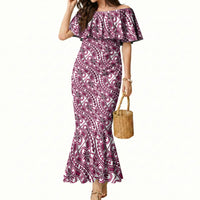 Hibiscus Bloom Island Tribal Waves Mermaid Dress Pink Polynesian Pattern