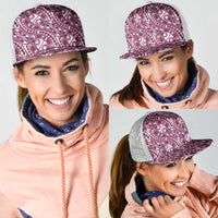 Hibiscus Bloom Island Tribal Waves Mesh Trucker Cap Pink Polynesian Pattern