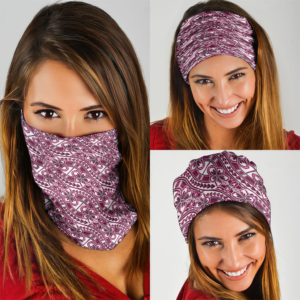 Hibiscus Bloom Island Tribal Waves Neck Gaiter Pink Polynesian Pattern LT01 - Polynesian Pride