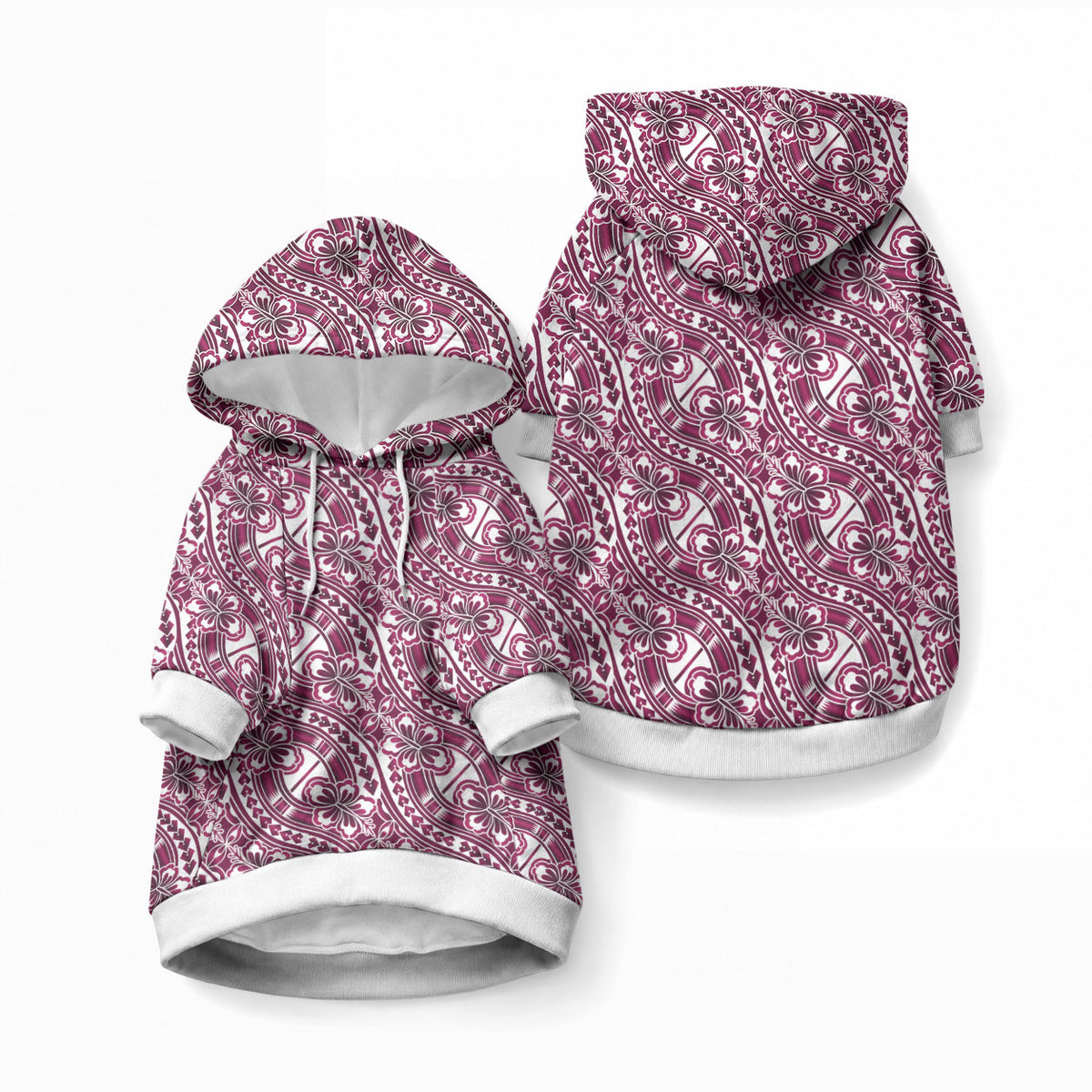 Hibiscus Bloom Island Tribal Waves Pet Hoodie Pink Polynesian Pattern LT01 Pullover Pink - Polynesian Pride