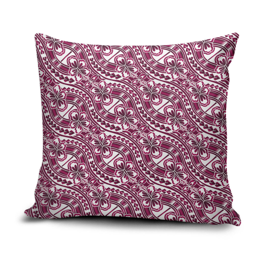 Hibiscus Bloom Island Tribal Waves Pillow Cover Pink Polynesian Pattern LT01 Pink - Polynesian Pride