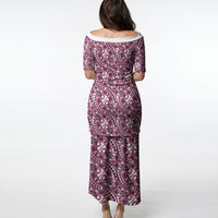 Hibiscus Bloom Island Tribal Waves Puletasi Pink Polynesian Pattern