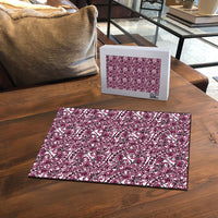 Hibiscus Bloom Island Tribal Waves Puzzle Pink Polynesian Pattern
